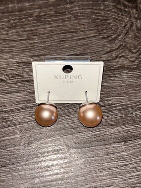 Xuping Rose Gold Pearl Drop Stud Earrings